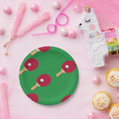 卓球ラケットとボールをグリーンに ペーパープレート (パーティー)