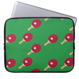 卓球ラケットとボールをグリーンに ラップトップスリーブ