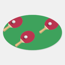 卓球ラケットとボールをグリーンに 楕円形シール