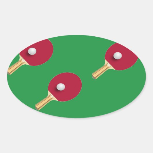 卓球ラケットとボールをグリーンに 楕円形シール (正面)