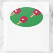 卓球ラケットとボールをグリーンに 楕円形シール (バッグ)