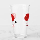 卓球ラケットとボールを黒、赤 タンブラーグラス (左)