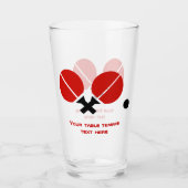 卓球ラケットとボールを黒、赤 タンブラーグラス (正面)