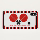 卓球ラケットとボールブラック、赤いストライプ Case-Mate iPhoneケース (裏面(横))