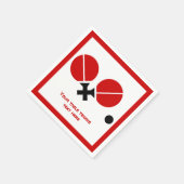 卓球ラケットとボールブラック、赤モダン スタンダードカクテルナプキン (角)