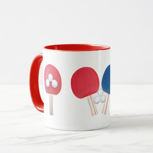 卓球ラケットとボールマグ マグカップ (正面左)