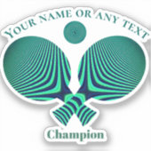 卓球ラケットのレトロな黄色の青いピンポン シール (正面)