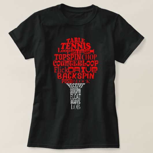 卓球ワードクラウド Tシャツ (デザイン正面)