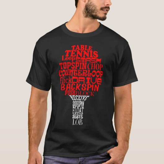 卓球ワードクラウド Tシャツ (正面)