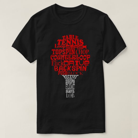 卓球ワードクラウド Tシャツ (デザイン正面)