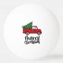 卓球好きのためのクリスマスツリー付き赤いトラック 卓球ボール