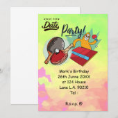 卓球 パーティー スロー 楽しい 招待状 (正面/裏面)