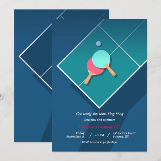 卓球 招待状 (正面/裏面)