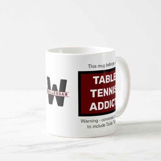 卓球Addictあなたの名前を追加Monogramイニシャル コーヒーマグカップ (正面右)