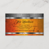卓越したシルバーエフェクトOrange Marble パターン（の模様が）ある 名刺 (裏面)