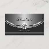 卓越したシルバーダークグレーきらめくダイヤモンド 名刺 (正面)