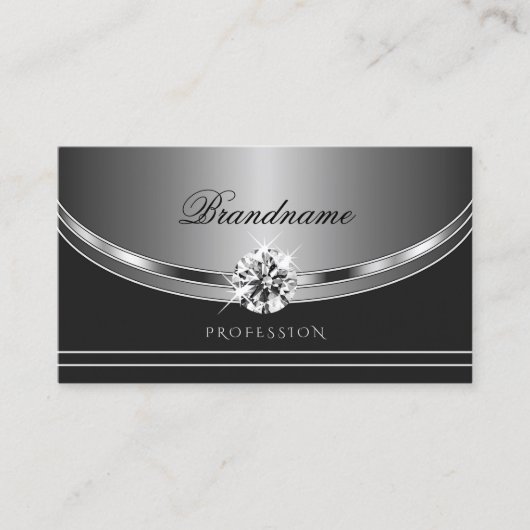 卓越したシルバーダークグレーきらめくダイヤモンド 名刺 (正面)