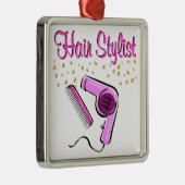 卓越した美容師と美容師 メタルオーナメント (右)