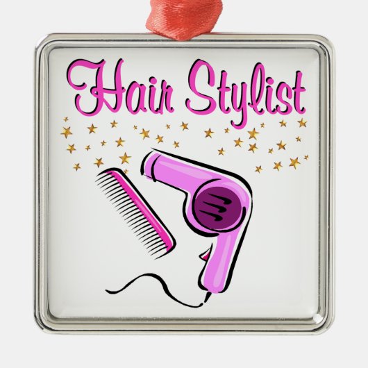 卓越した美容師と美容師 メタルオーナメント (正面)