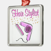 卓越した美容師と美容師 メタルオーナメント (左)