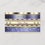 卓越した金ゴールドブルーきらめくグリッターモノグラム 名刺 (正面)