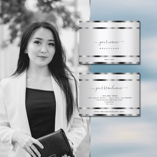 卓越した銀効果プロフェッショナルとモダン 名刺