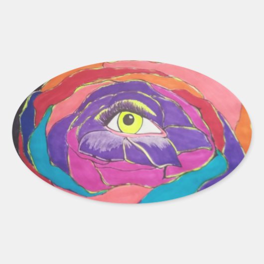 卓越した開花 楕円形シール (正面)