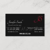卓越した黒の小さな輝く星とモノグラム 名刺 (裏面)