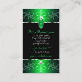卓越した黒の緑の華美オーナメントモノグラム 名刺 (裏面)