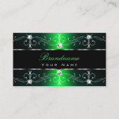 卓越した黒の緑の華美縁どオーナメント 名刺 (正面)