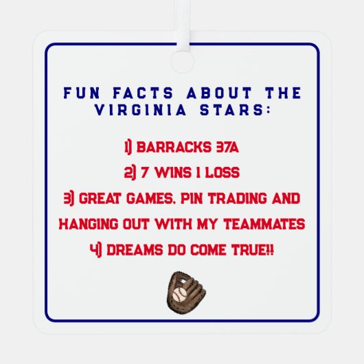 協働野球カスタムの年次おもしろいの事実 メタルオーナメント (裏面)