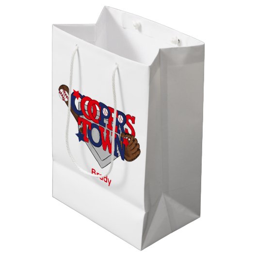 協働野球スター、グローブ、こうもり&ボール ミディアムペーパーバッグ (正面アングル)