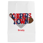 協働野球スター、グローブ、こうもり&ボール ミディアムペーパーバッグ (裏面)