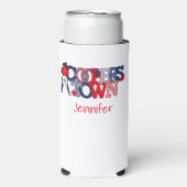 協力する愛国的な手紙の野球のママ スリム缶クーラー (Seltzer正面)