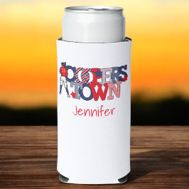 協力する愛国的な手紙の野球のママ スリム缶クーラー