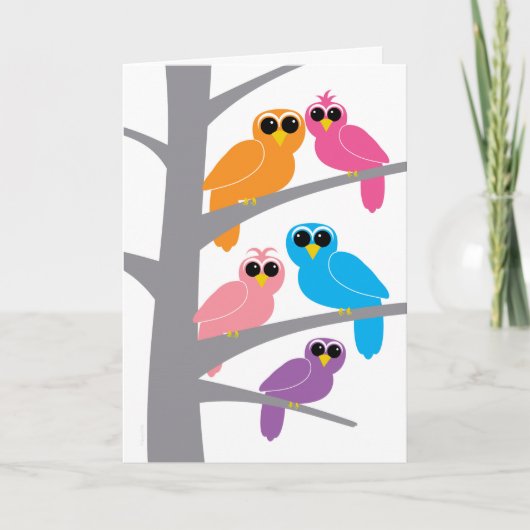 協力者のための私達のフクロウからのハッピーバースデー カード (正面)