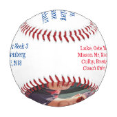 協力NYコーチのギフトフォトチームの名簿 野球ボール (裏面)