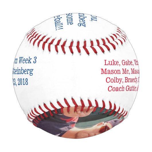 協力NYコーチのギフトフォトチームの名簿 野球ボール (裏面)