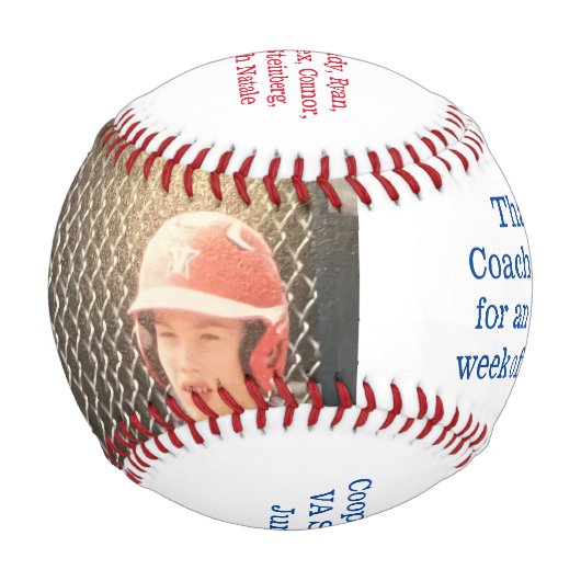 協力NYコーチのギフトフォトチームの名簿 野球ボール (正面)