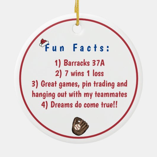 協力NY野球カスタムおもしろいファクトSanta Hat セラミックオーナメント (裏面)