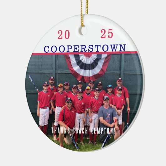 協力NY野球チームが写真の贈り物をコーチ セラミックオーナメント (左)