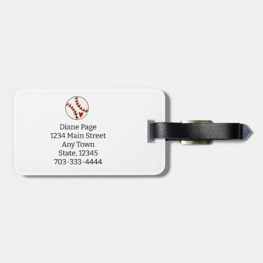 協調型NY野球ママかわいいこうもりスポーツママ ラゲッジタグ (裏面横)