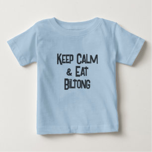 南おもしろいアフリカKeepCalm & 食べBiltong ベビーTシャツ
