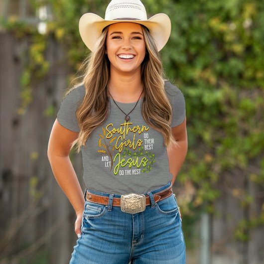 南の女の子はイエスに残りの事を任せる（灰色） トライブレンドＴシャツ