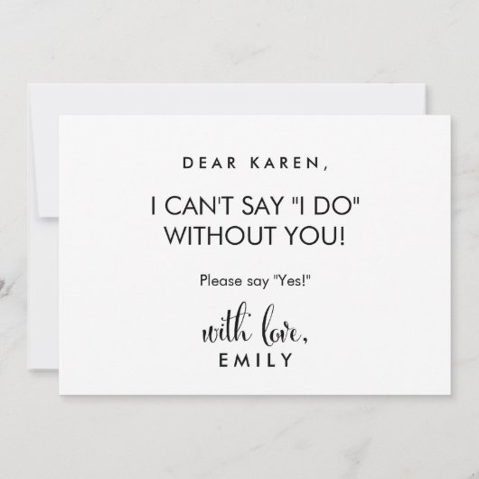 南の書道は私のメイド・オブ・オーナー(花嫁付き添い人) 招待状 (裏面)