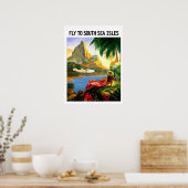 南の海の島、ヴィンテージ航空ポスター ポスター (キッチン)