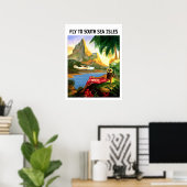 南の海の島、ヴィンテージ航空ポスター ポスター (ホームオフィス)