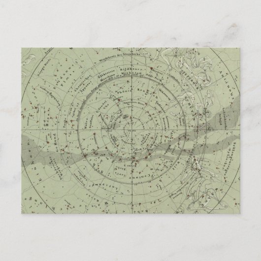 南の空の地図の中央 ポストカード (正面)