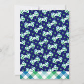 南の紳士のプレイドとボウタイ男の赤ちゃん 招待状 (裏面)