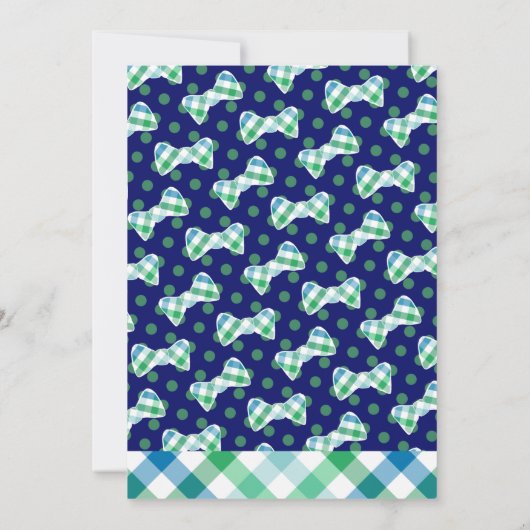 南の紳士のプレイドとボウタイ男の赤ちゃん 招待状 (裏面)